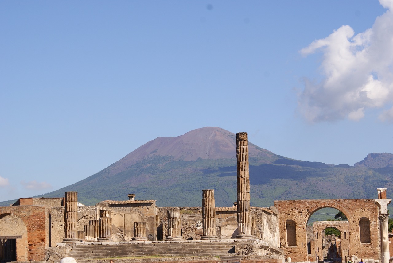 Mount Vesuvius and the ruins of Pompeii